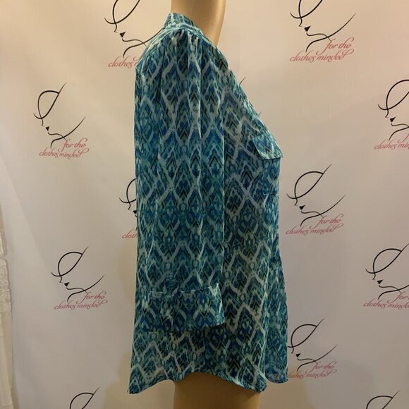 New Directions. Sz S. 3/4 Roll tab sleeves. Semi Sheer. Pullover. B84. - Picture 3 of 5